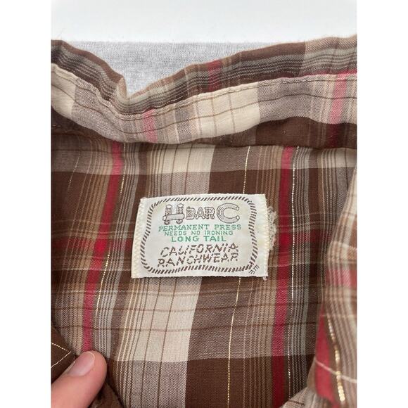 VTG H Bar C Ranchwear Men's Pearl Snap Shirt Permanent Press Long Tail USA - Picture 12 of 16